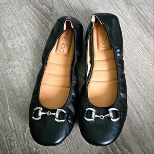 ME TOO silver black flats cushioned